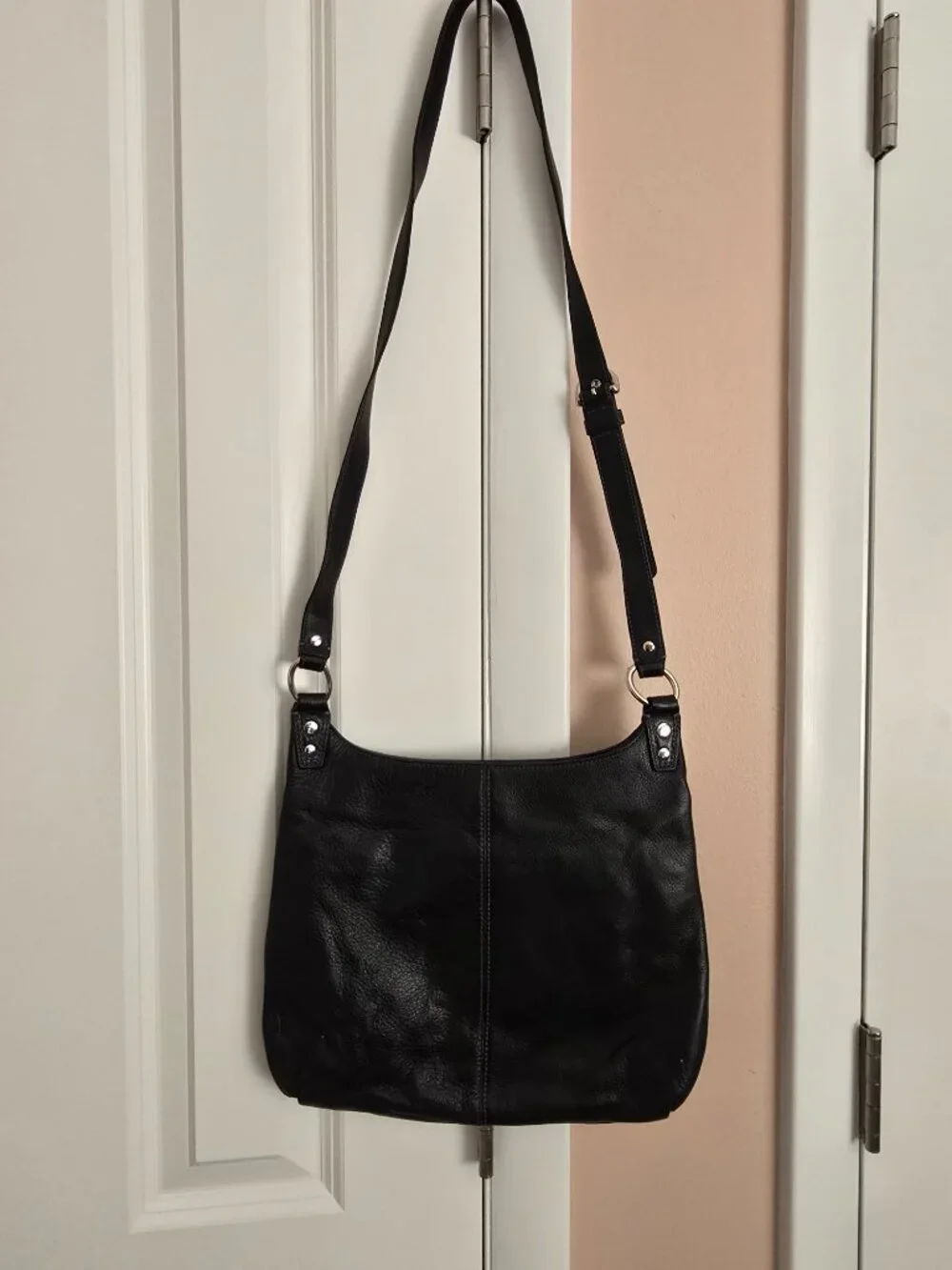 Coach Penelope Black Pebbled Leather Turnlock Hippie Crossbody Shoulder Bag